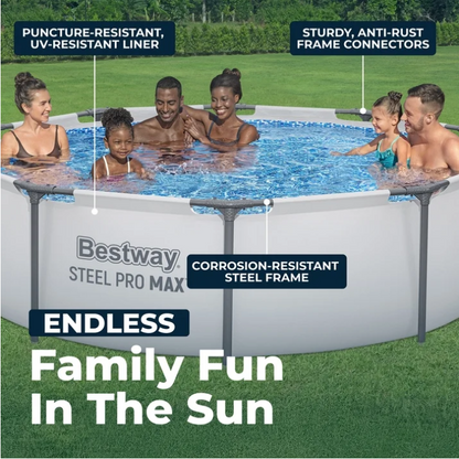 Bestway Steel Pro MAX 10' x 30" Metal Frame Above Ground Pool Set with Filter Pump & Cartridge