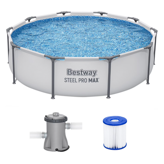 Bestway Steel Pro MAX 10' x 30" Metal Frame Above Ground Pool Set with Filter Pump & Cartridge