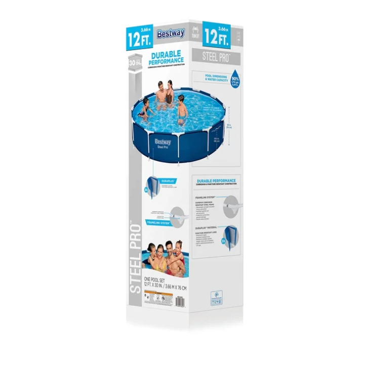 Bestway Steel Pro 12' x 30" Round Above Ground Pool Set w/DuraPlus Liner
