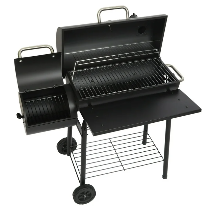 laraVist Charcoal Offset Smoker Grill 512 Sq In Dual Zone BBQ Grill with Thermometer Wheels Outdoor