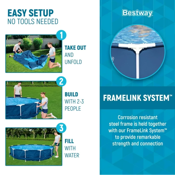 Bestway Steel Pro 12' x 30" Round Above Ground Pool Set w/DuraPlus Liner
