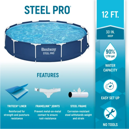 Bestway Steel Pro 12' x 30" Round Above Ground Pool Set w/DuraPlus Liner