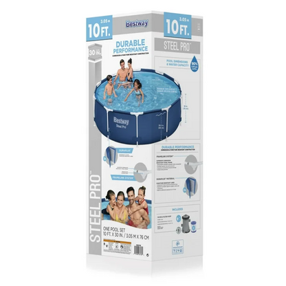 Bestway Steel Pro 10ft x 30in Above Ground Pool Set with Filter Pump Round Pool
