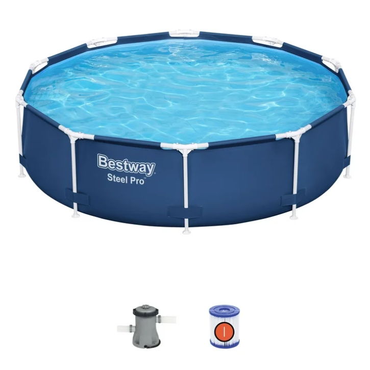 Bestway Steel Pro 10ft x 30in Above Ground Pool Set with Filter Pump Round Pool