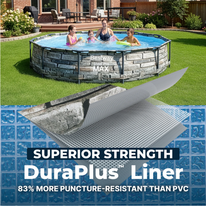 Bestway Steel Pro MAX 12' x 30" Metal Frame Above Ground Pool, Filter Pump & Cartridge, Stone