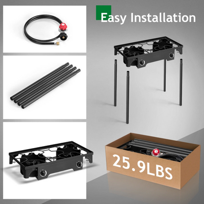 Ktaxon 2 Burner 150000 BTU Cooker Outdoor Camping Picnic Stove Stand BBQ Grill