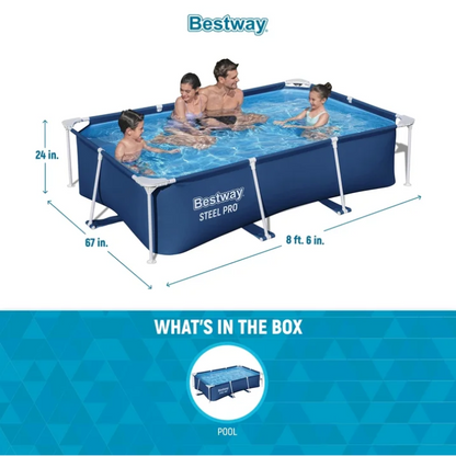 Bestway Steel Pro 8'6" x 67" x 24" Rectangular Above Ground Swimming Pool