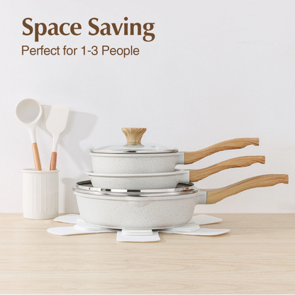 SENSARTE Ceramic Nonstick Pots and Pans Set, 10Pcs Healthy Non Stick Cookware Set with Pots Protectors, Induction Kitchen Cookware Sets White