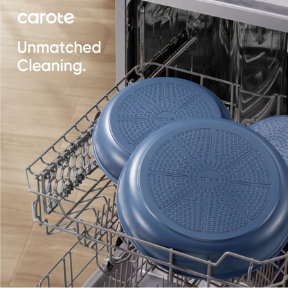 Carote 5 Pcs Pots and Pans Nonstick, Cookware Set with Detachable Handles, Oven Safe, Induction Ready, Stackable Kitchen Cooking Set, Navy Blue