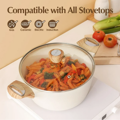 SENSARTE Ceramic Nonstick Pots and Pans Set, 19Pcs Healthy Kitchen Cookware Set with Pots Protectors, Induction Compatible White