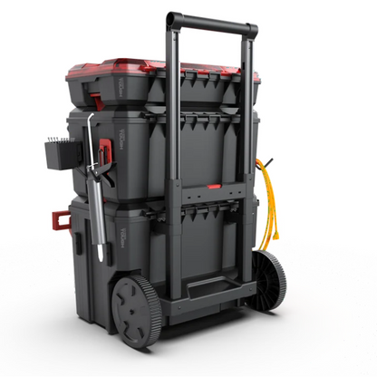 Hyper Tough Hyper Stack Heavy Duty 3 Piece Modular Rolling Toolbox System, Black