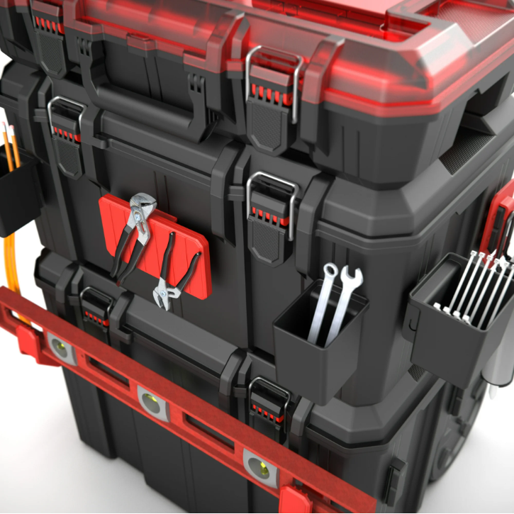 Hyper Tough Hyper Stack Heavy Duty 3 Piece Modular Rolling Toolbox System, Black