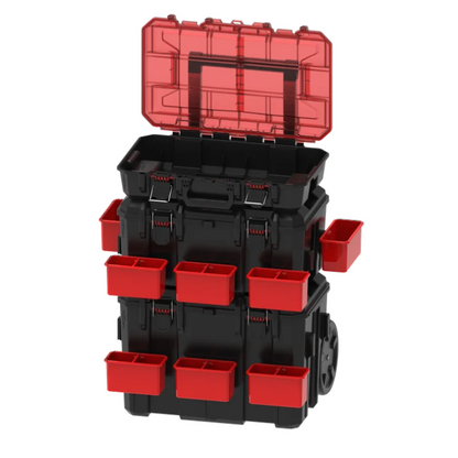 Hyper Tough Hyper Stack Heavy Duty 3 Piece Modular Rolling Toolbox System, Black