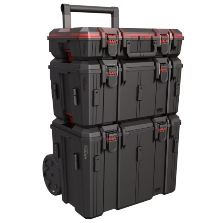Hyper Tough Hyper Stack Heavy Duty 3 Piece Modular Rolling Toolbox System, Black