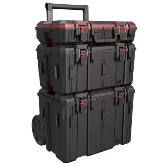 Hyper Tough Hyper Stack Heavy Duty 3 Piece Modular Rolling Toolbox System, Black