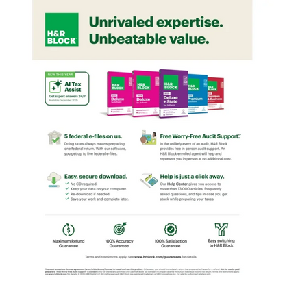 H&R Block Tax Software Deluxe 2025 Digital Download Windows Mac Activation Code