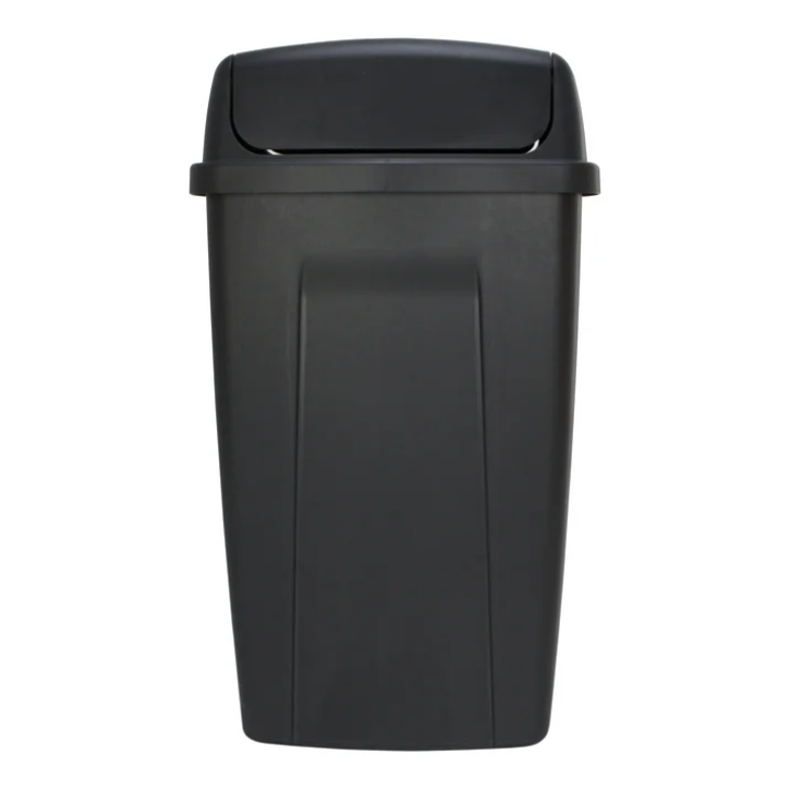 Mainstays 13 Gallon Kitchen Trash Can Plastic Garbage Bin Swing Top Lid Black