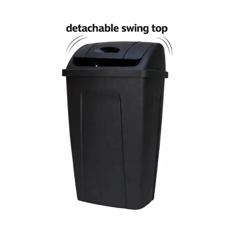 Mainstays 13 Gallon Kitchen Trash Can Plastic Garbage Bin Swing Top Lid Black