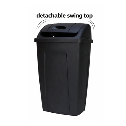 Mainstays 13 Gallon Kitchen Trash Can Plastic Garbage Bin Swing Top Lid Black