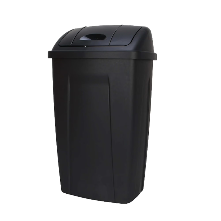 Mainstays 13 Gallon Kitchen Trash Can Plastic Garbage Bin Swing Top Lid Black