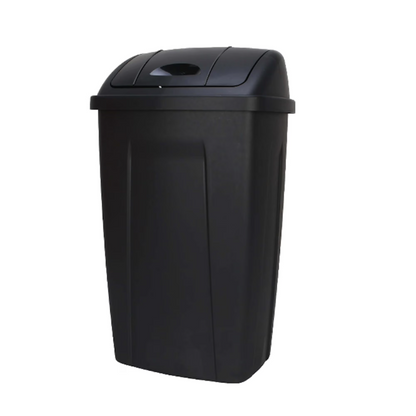 Mainstays 13 Gallon Kitchen Trash Can Plastic Garbage Bin Swing Top Lid Black