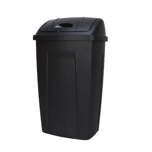 Mainstays 13 Gallon Kitchen Trash Can Plastic Garbage Bin Swing Top Lid Black