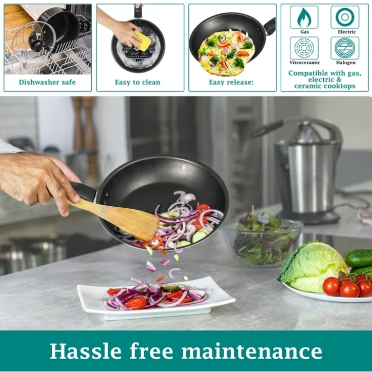 Mainstays 7 Piece Nonstick Cookware Set Aluminum Pots and Pans Black Kitchen Set