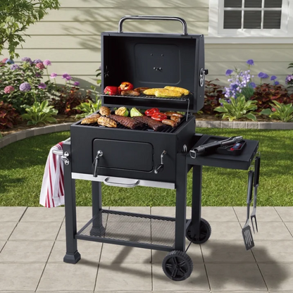 Expert Grill 24 Inch Heavy Duty Charcoal Grill Outdoor BBQ Grill with Wheels Black Patio Backyard