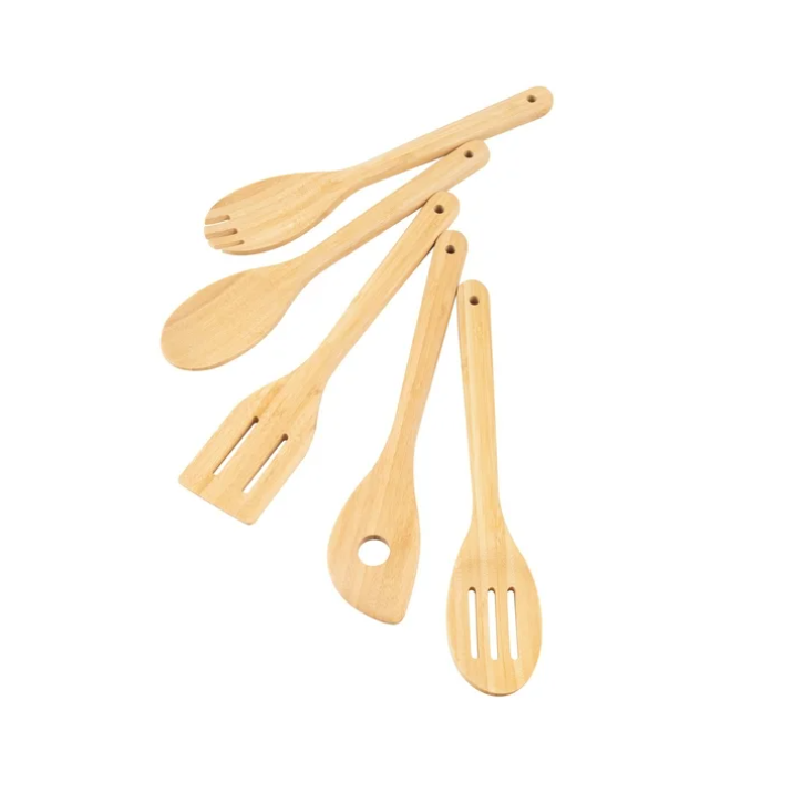 Mainstays 5pk Bamboo Spoons for Cooking, Kitchen Essential Tools Set