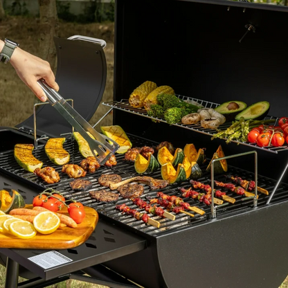 Royal Gourmet 30" Barrel Charcoal Grill with Offset Smoker CC1830F Outdoor BBQ Backyard Grill Black