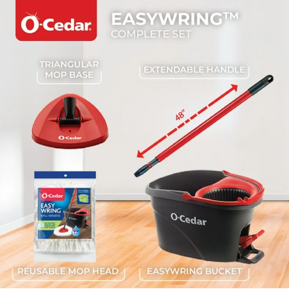 O-Cedar EasyWring Spin Mop & Bucket System Microfiber Floor Cleaning Mop with Wringer Pedal Bucket