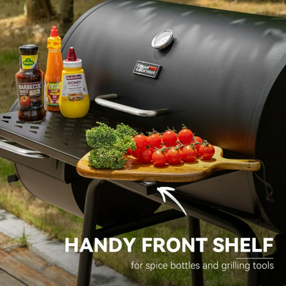 Royal Gourmet 30" Barrel Charcoal Grill with Offset Smoker CC1830F Outdoor BBQ Backyard Grill Black