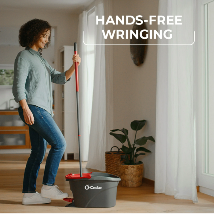 O-Cedar EasyWring Spin Mop & Bucket System Microfiber Floor Cleaning Mop with Wringer Pedal Bucket