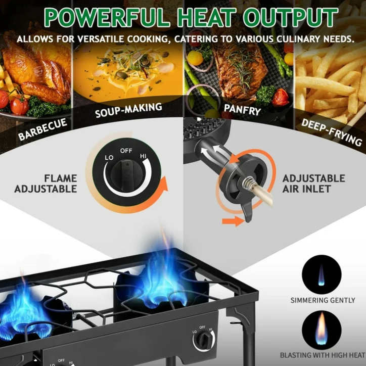 Ktaxon 2 Burner 150000 BTU Cooker Outdoor Camping Picnic Stove Stand BBQ Grill