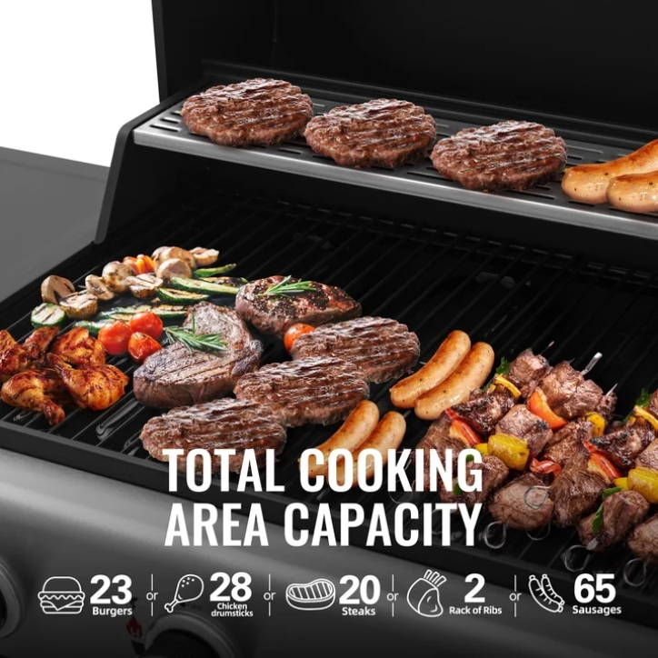Royal Gourmet 3 Burner Propane Gas Grill GH3001H 30000 BTU BBQ Grill with Side Shelves Spice Rack Outdoor