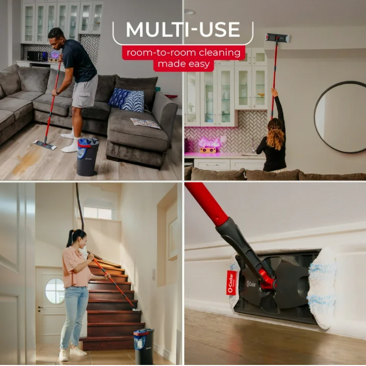 O-Cedar H2prO Flat Mop System Dual Tank Microfiber Floor Mop with Hands-Free Wringer for Hardwood Tile Laminate