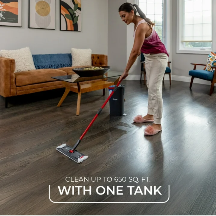 O-Cedar H2prO Flat Mop System Dual Tank Microfiber Floor Mop with Hands-Free Wringer for Hardwood Tile Laminate