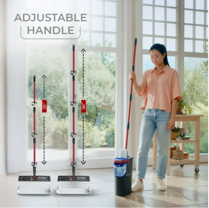 O-Cedar H2prO Flat Mop System Dual Tank Microfiber Floor Mop with Hands-Free Wringer for Hardwood Tile Laminate
