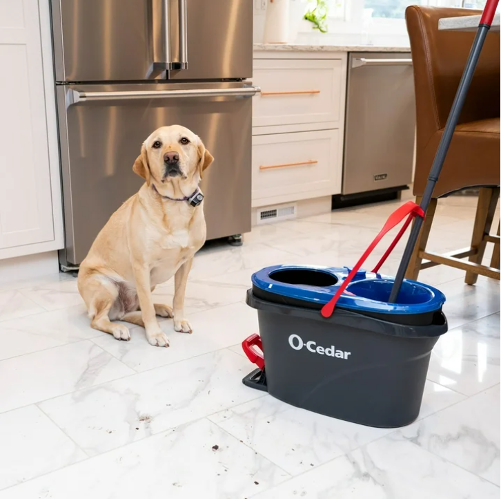 O-Cedar RinseClean Spin Mop and Bucket System 2 Tank Microfiber Mop Hands Free Floor Cleaning System