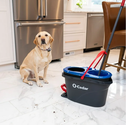 O-Cedar RinseClean Spin Mop and Bucket System 2 Tank Microfiber Mop Hands Free Floor Cleaning System