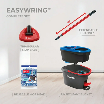 O-Cedar RinseClean Spin Mop and Bucket System 2 Tank Microfiber Mop Hands Free Floor Cleaning System