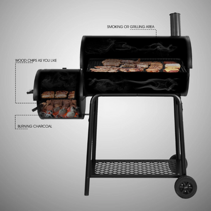 Royal Gourmet CC1830FC 28" Charcoal Grill Offset Smoker with Cover 855 Sq In Outdoor BBQ Grill Black