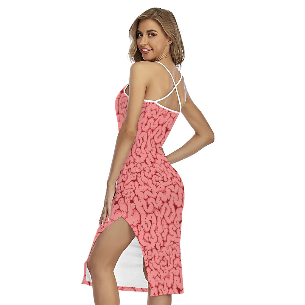 Zombie Brain Print Cross Back Cami Dress